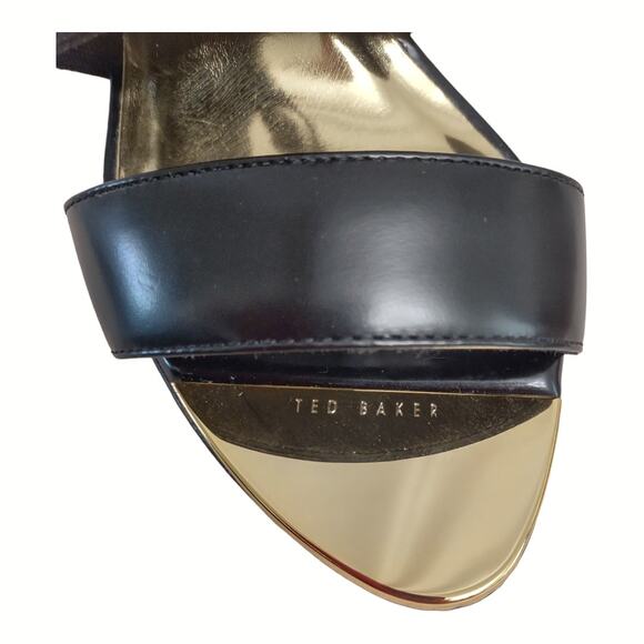 TED BAKER Black Skinny Stiletto Heels US Size 8.5 Elasticized Straps EU Size 39 - Picture 8 of 14